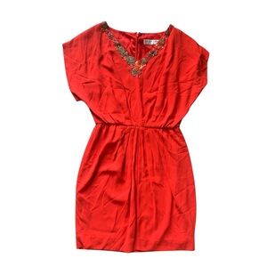 Trina Turk Red Dress with Embellishments 0